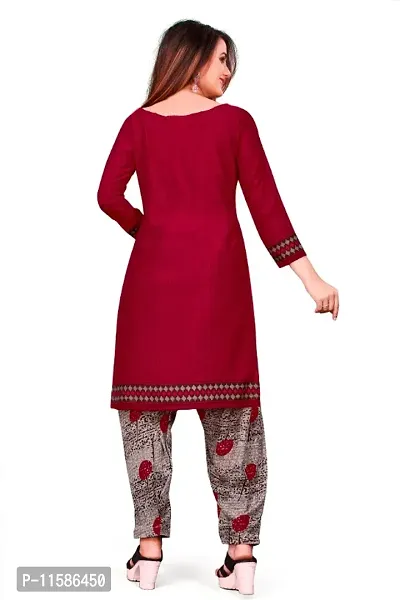 Unstitched Printed Crepe Kurta  Patiyala Dress Material with Dupatta-thumb2