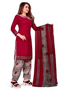 Unstitched Printed Crepe Kurta  Patiyala Dress Material with Dupatta-thumb4