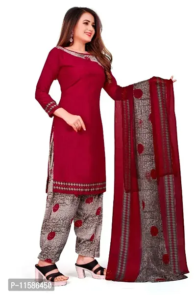 Unstitched Printed Crepe Kurta  Patiyala Dress Material with Dupatta-thumb5