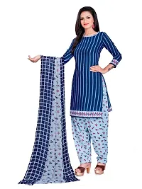 Unstitched Printed Crepe Kurta  Patiyala Dress Material with Dupatta-thumb3