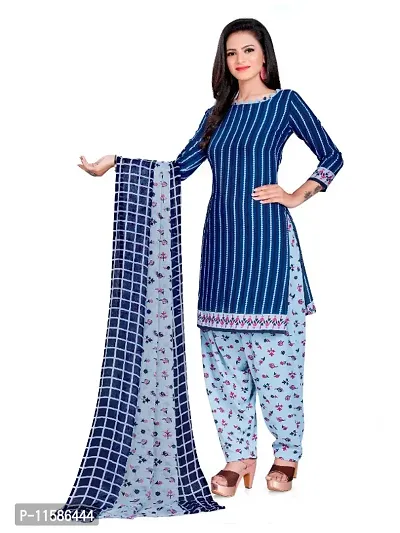 Unstitched Printed Crepe Kurta  Patiyala Dress Material with Dupatta-thumb4