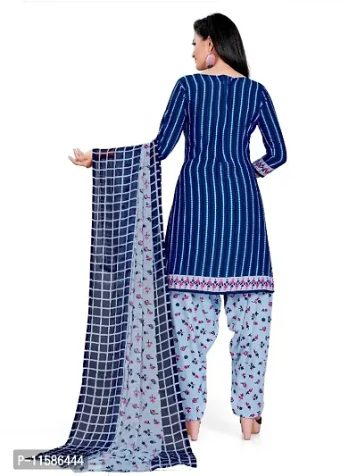 Unstitched Printed Crepe Kurta  Patiyala Dress Material with Dupatta-thumb3