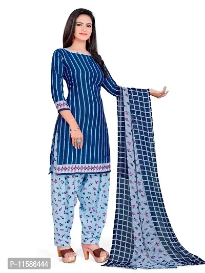 Unstitched Printed Crepe Kurta  Patiyala Dress Material with Dupatta-thumb5