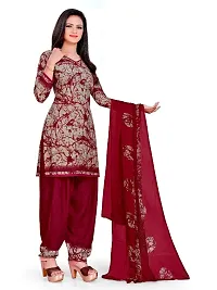 Unstitched Printed Crepe Kurta  Patiyala Dress Material with Dupatta-thumb2