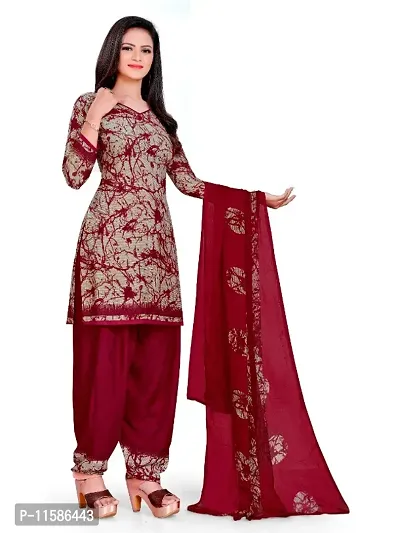 Unstitched Printed Crepe Kurta  Patiyala Dress Material with Dupatta-thumb3