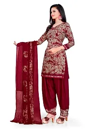 Unstitched Printed Crepe Kurta  Patiyala Dress Material with Dupatta-thumb3