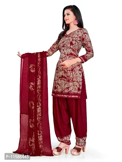 Unstitched Printed Crepe Kurta  Patiyala Dress Material with Dupatta-thumb4