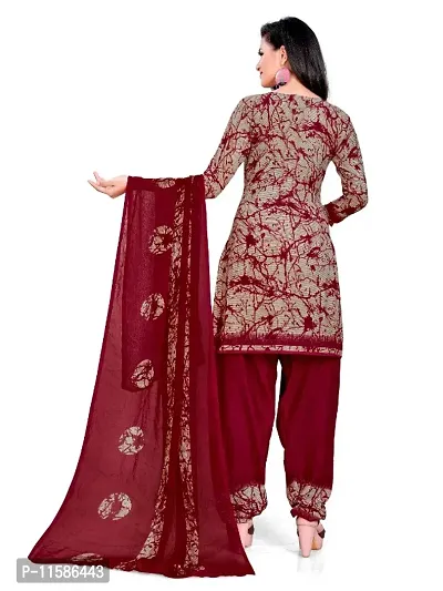 Unstitched Printed Crepe Kurta  Patiyala Dress Material with Dupatta-thumb5