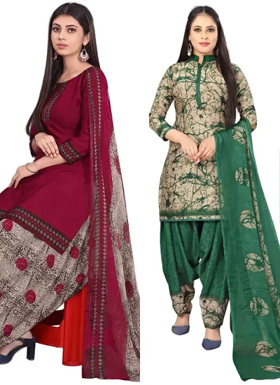 Crepe Dress Material with Dupatta For Women (Combo pack of 2)