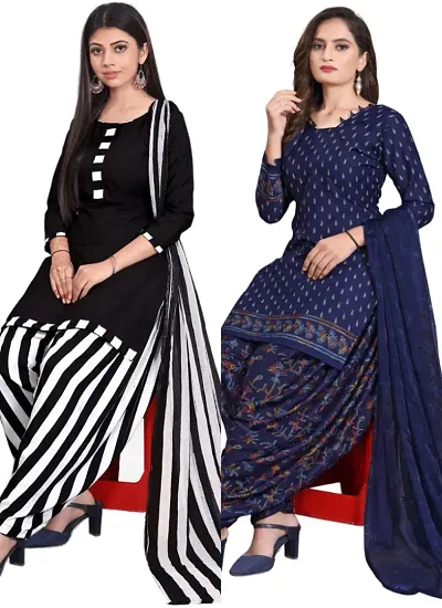 Crepe Dress Material with Dupatta For Women (Combo pack of 2)