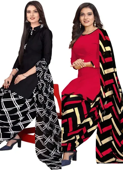 Crepe Dress Material with Dupatta For Women (Combo pack of 2)