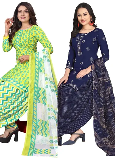 Crepe Dress Material with Dupatta For Women (Combo pack of 2)