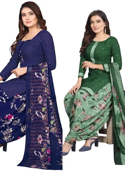 Stylish Cotton Printed Unstitched Suits - Pack of 2