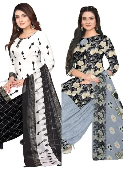 Stylish Cotton Printed Unstitched Suits - Pack of 2