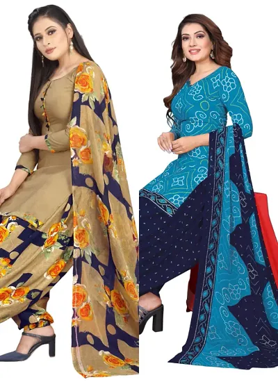 Stylish Cotton Printed Unstitched Suits - Pack of 2