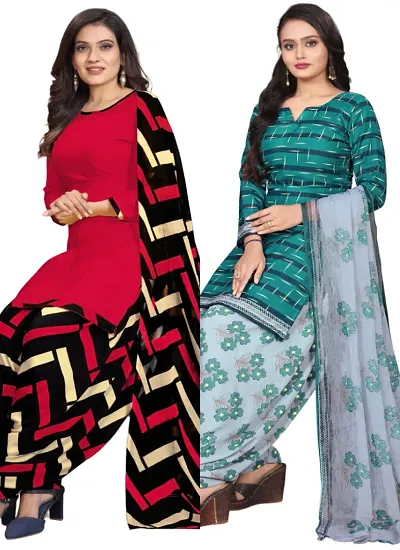 Stylish Cotton Printed Unstitched Suits - Pack of 2