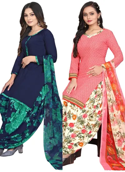 Stylish Cotton Printed Unstitched Suits - Pack of 2