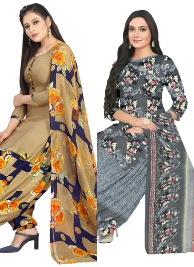 Stylish Cotton Printed Unstitched Suits - Pack of 2