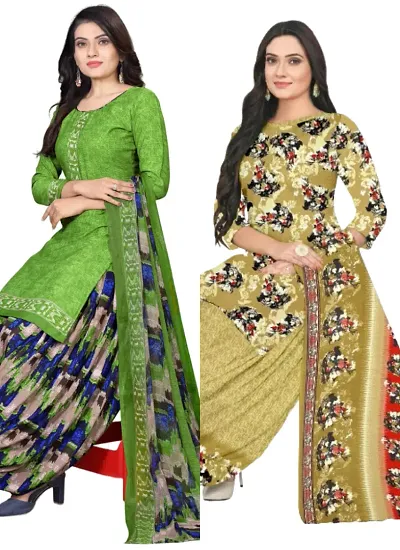 Stylish Cotton Printed Unstitched Suits - Pack of 2