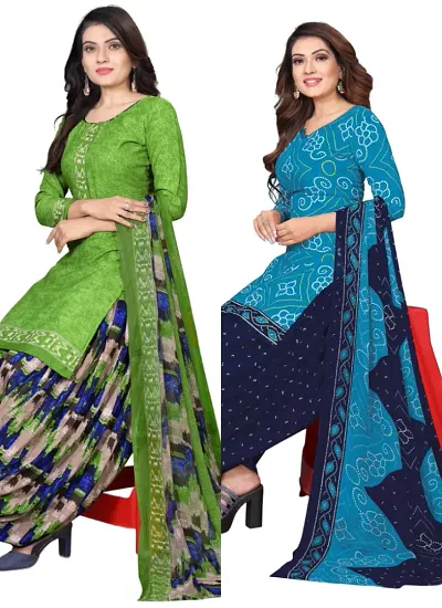 Stylish Crepe Digital Printed Unstitched Suits - pack of 2