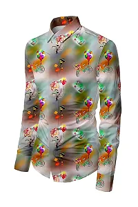 DADY? Men's Shirt, 2.35 m Cotton Blend Unstitched Fabric, Digital Printed Shirt only Fabric (Unstitched) (Flower Cycle)-thumb2