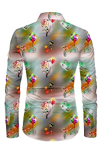 DADY? Men's Shirt, 2.35 m Cotton Blend Unstitched Fabric, Digital Printed Shirt only Fabric (Unstitched) (Flower Cycle)-thumb1