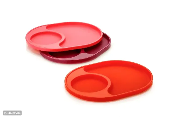 Vetalic Plastic Oval Snacks Tray Quarter Plates Side/Half Plates Set, BPA Free, Micro Wave Safe, Food Grade, Unbreakable Plates. (Set of 6), (Multi Color Plastic Unbreakable Plates)