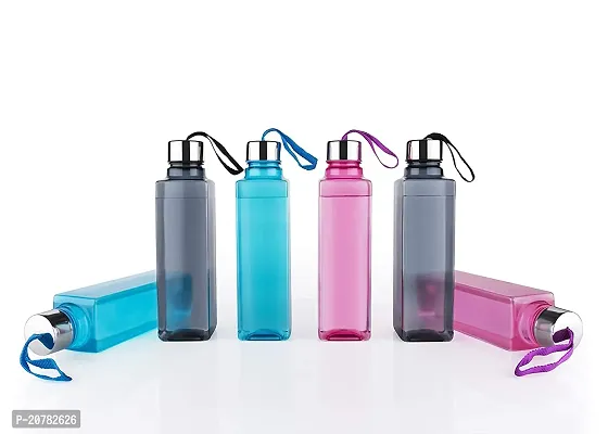 Vetalic Square Shape Water Bottle Set For Home,Fridge,School,College,Office,Gym-(Set Of 3)(Multicolor,Plastic)(Steel Cap)-thumb3