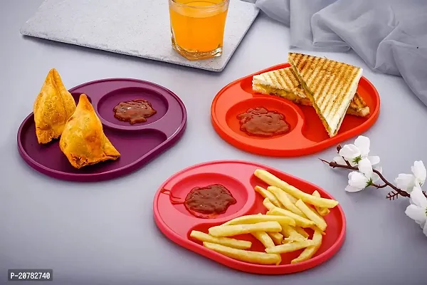 Vetalic Plastic Small Snacks Quarter Plates Side/Half Plates Set, BPA Free, Food Grade, Unbreakable Plates.-thumb2
