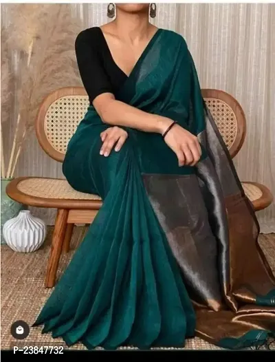 Beautiful Cotton Saree With Blouse Piece For Women-thumb0