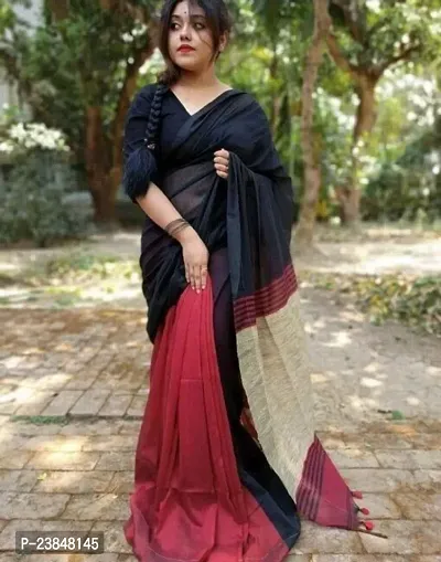 Beautiful Cotton Saree With Blouse Piece For Women-thumb0