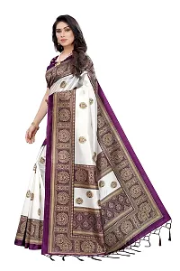 LIVA FAB Women's Art Silk Printed Saree with Unstitched Blouse Piece (White  Purple)-thumb1