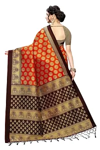 LIVA FAB Women's Art Silk Saree with Unstitched Blouse Piece (Orange  Brown)-thumb3