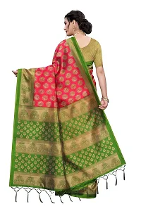 LIVA FAB Women's Art Silk Saree with Unstitched Blouse Piece (Red  Green)-thumb3