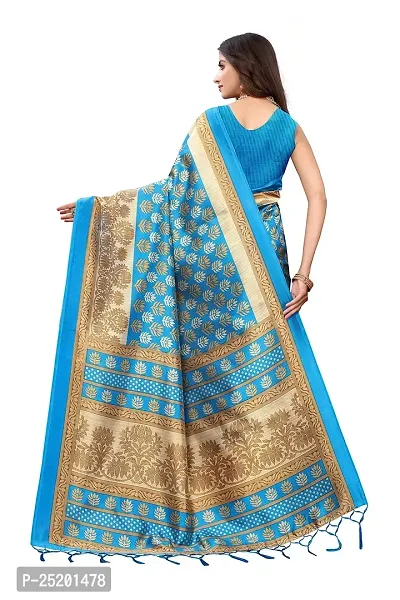 LIVA FAB Women's Art Silk Saree with Unstitched Blouse Piece (Light Blue)-thumb4