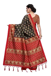 LIVA FAB Women's Art Silk Saree with Unstitched Blouse Piece (Black  Red)-thumb3