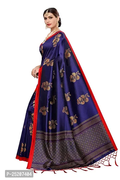 LIVA FAB Women's Art Silk Saree with Unstitched Blouse Piece (Dark Blue).-thumb3