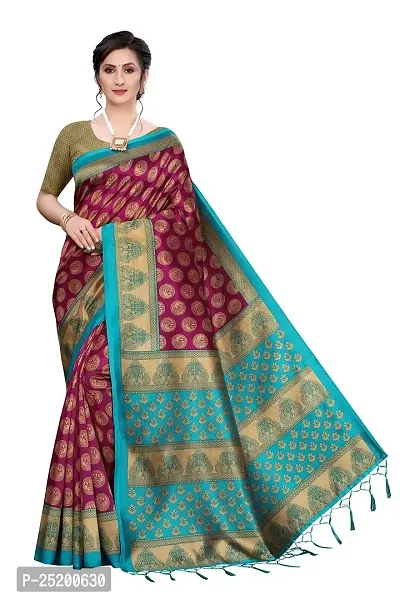 LIVA FAB Women's Art Silk Saree with Unstitched Blouse Piece (Purple  Blue)