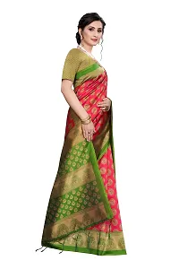 LIVA FAB Women's Art Silk Saree with Unstitched Blouse Piece (Red  Green)-thumb1