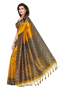 LIVA FAB Women's Art Silk Saree with Unstitched Blouse Piece [Yellow]-thumb1