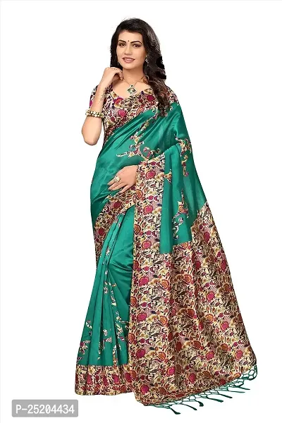 LIVA FAB Women's Art Silk Saree with Unstitched Blouse Piece [Green].-thumb0