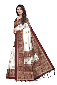 LIVA FAB Women's Art Silk Printed Saree with Unstitched Blouse Piece (White  Maroon)-thumb2