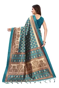 LIVA FAB Women's Art Silk Saree with Unstitched Blouse Piece (Blue)-thumb3