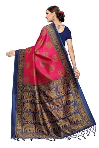 LIVA FAB Women's Art Silk Animal Printed Saree with Unstitched Blouse Piece (Pink  Blue)-thumb3