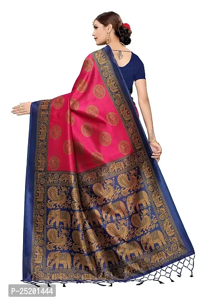 LIVA FAB Women's Art Silk Animal Printed Saree with Unstitched Blouse Piece (Pink  Blue)-thumb4