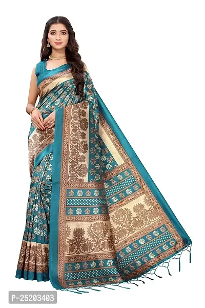 LIVA FAB Women's Art Silk Saree with Unstitched Blouse Piece (Blue)-thumb0