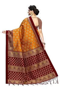 LIVA FAB Women's Art Silk Saree with Unstitched Blouse Piece (Yellow  Maroon)-thumb3