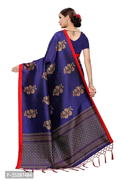 LIVA FAB Women's Art Silk Saree with Unstitched Blouse Piece (Dark Blue).-thumb4