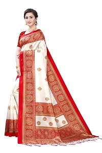 LIVA FAB Women's Art Silk Printed Saree with Unstitched Blouse Piece (White  Red)-thumb2