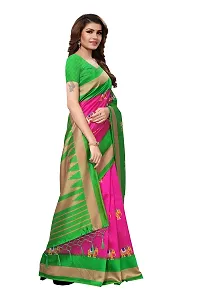 LIVA FAB Women's Art Silk Saree with Unstitched Blouse Piece (Pink  Green)-thumb1